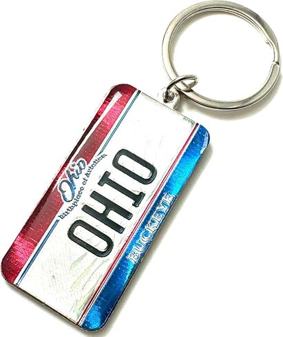 Westmon Works Ohio Souvenir Keychain – Metal License Plate Style Key Ring with Red White Blue Design, Travel Keepsake Gift, Ohio Pride Accessory in Kuwait