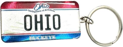 Westmon Works Ohio Souvenir Keychain – Metal License Plate Style Key Ring with Red White Blue Design, Travel Keepsake Gift, Ohio Pride Accessory in Kuwait