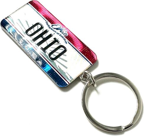 Westmon Works Ohio Souvenir Keychain – Metal License Plate Style Key Ring with Red White Blue Design, Travel Keepsake Gift, Ohio Pride Accessory in Kuwait