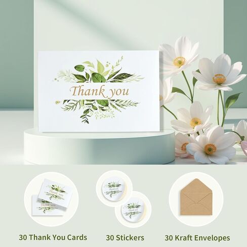30 Pack Floral Thank You Cards With Envelopes & Stickers, Thank You Cards for Birthday, Wedding, Bridal Showers, Baby Showers,Teacher, Graduation, Business, Holiday, and Christmas (30 PACK) in Saudi Arabia