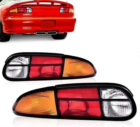 JX RACING 3 Bulb Holes Rear Tail Brake Compatible with 1993-2002 Chevy Camaro Car Rear Halogen TailLights Tail Lamps Pair Left & Right Side Red & Clear & Yellow 5976520 5976519 (Yellow & Red & Clear) in Saudi Arabia