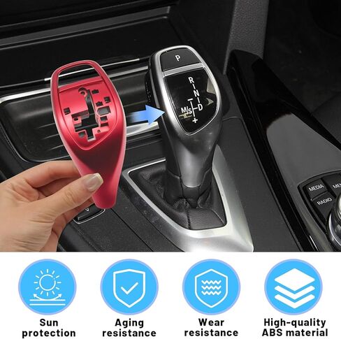 Compatible with BMW 1 2 3 4 5 6 Series F20 F30 F10 F22 F32 F34 F10 F06 F12 Gear Shift Knob Cover Trim Interior Gear Lever Handle Red (Sport Version) in Kuwait