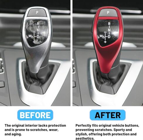 Compatible with BMW 1 2 3 4 5 6 Series F20 F30 F10 F22 F32 F34 F10 F06 F12 Gear Shift Knob Cover Trim Interior Gear Lever Handle Red (Sport Version) in Kuwait