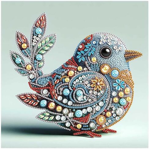 Focart Diamond Art Painting Kit of Pearl Bird Pattern, DIY Frameless Special Shape Crystal Diamond Partial Diamond Art Painting Mosaic Making Craft, Suitable for Home Wall Decor Art Gift in Saudi Arabia