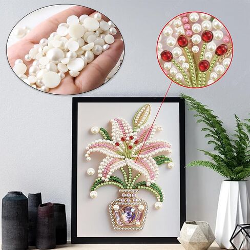 Kulvci Flower DIY 5D Pearl Painting Kit, Diamond Painting Kit for Adults Beginner, Bead Art Kits All-Pearl Dot Painting for Wall Decor, Creative Stress Relief Gift Home Decor,12 × 16 inch in Saudi Arabia