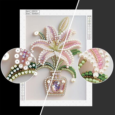 Kulvci Flower DIY 5D Pearl Painting Kit, Diamond Painting Kit for Adults Beginner, Bead Art Kits All-Pearl Dot Painting for Wall Decor, Creative Stress Relief Gift Home Decor,12 × 16 inch in Saudi Arabia