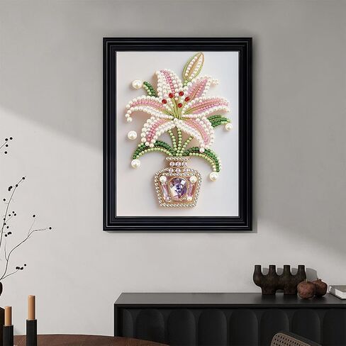 Kulvci Flower DIY 5D Pearl Painting Kit, Diamond Painting Kit for Adults Beginner, Bead Art Kits All-Pearl Dot Painting for Wall Decor, Creative Stress Relief Gift Home Decor,12 × 16 inch in Saudi Arabia