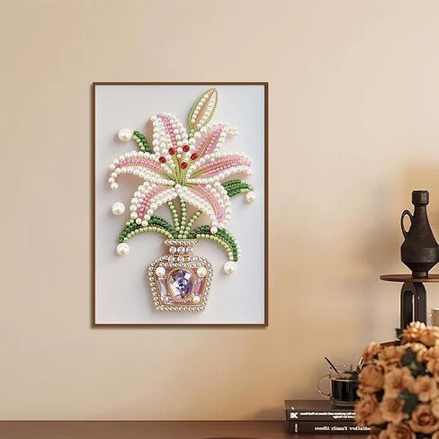 Kulvci Flower DIY 5D Pearl Painting Kit, Diamond Painting Kit for Adults Beginner, Bead Art Kits All-Pearl Dot Painting for Wall Decor, Creative Stress Relief Gift Home Decor,12 × 16 inch in Saudi Arabia