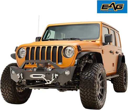 مصد أمامي من الفولاذ EAG مع غطاء ضوء الضباب مناسب لـ 18-22 JL Wrangler in Kuwait