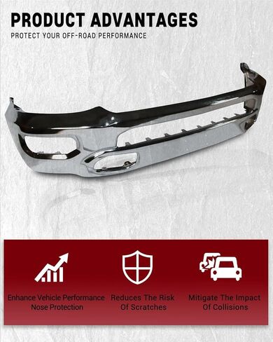 Front Bumpers Compatible with Ram 1500 2019 2020 2021 2022 2023 2024 Front Bumper with Fog Lights Holes (Chrome) in Saudi Arabia
