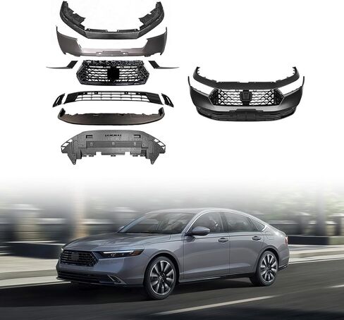 Front Bumper Cover Grille Set Fit for 2023 2024 Honda Accord Sedan, 10PCS Front Bumper Cover & Grille Set W/O Sensor Holes in Kuwait