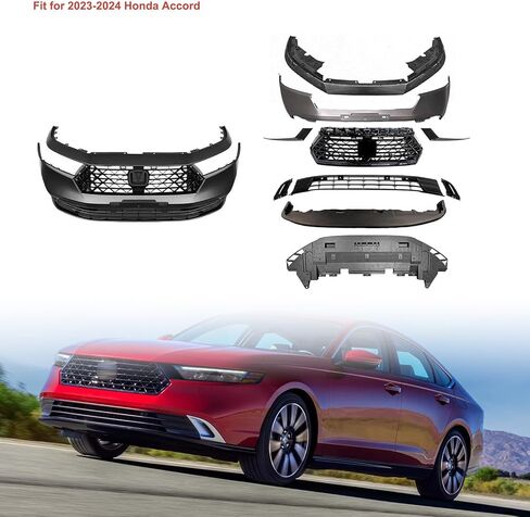 Front Bumper Cover Grille Set Fit for 2023 2024 Honda Accord Sedan, 10PCS Front Bumper Cover & Grille Set W/O Sensor Holes in Kuwait
