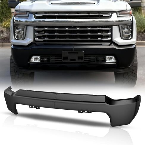 استبدال شريط الوجه للمصد الأمامي من Auto Dynasty متوافق مع 2020-2023 شيفروليه سيلفرادو 2500 3500 HD، بدون فتحات مستشعر وقوف السيارات، أسود in Kuwait