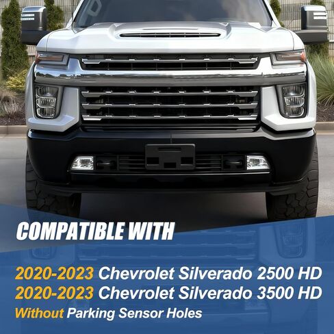 استبدال شريط الوجه للمصد الأمامي من Auto Dynasty متوافق مع 2020-2023 شيفروليه سيلفرادو 2500 3500 HD، بدون فتحات مستشعر وقوف السيارات، أسود in Kuwait