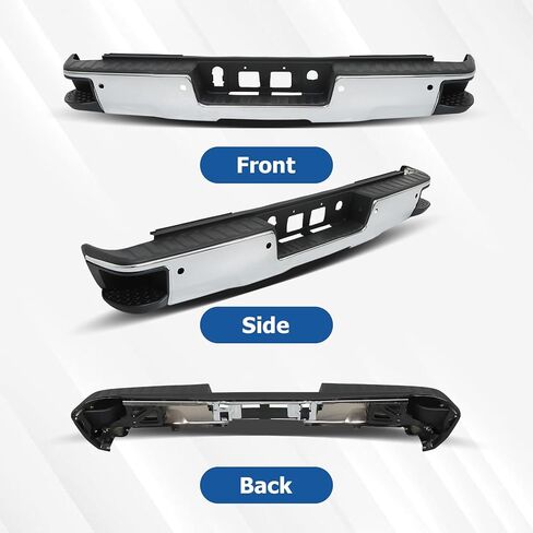WFLNHB Chrome Rear Step Bumper Replacement for 2014-2018 Chevy Silverado Sierra 1500 with Park Assist Sensor Holes and Corner Steps GM1103175 in Kuwait