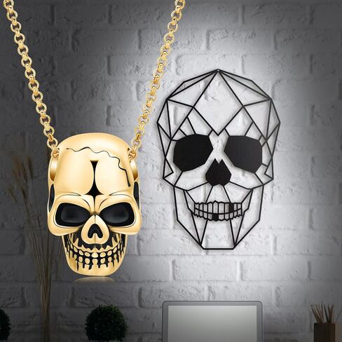 Urn Necklace for Ashes Retro Skull Pendant Cremation Jewelry Vintage Gothic Punk Jewelry Skeleton Head Rapper Cremation Keepsake Memorial Pendant Necklace Jewelry for Men/Women Halloween Jewelry Gift in Saudi Arabia
