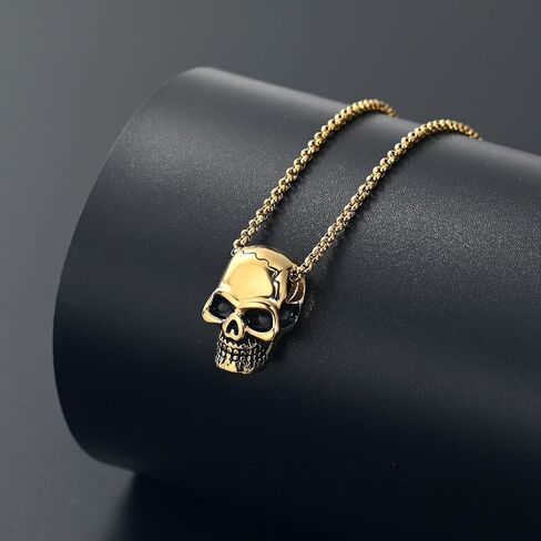 Urn Necklace for Ashes Retro Skull Pendant Cremation Jewelry Vintage Gothic Punk Jewelry Skeleton Head Rapper Cremation Keepsake Memorial Pendant Necklace Jewelry for Men/Women Halloween Jewelry Gift in Saudi Arabia