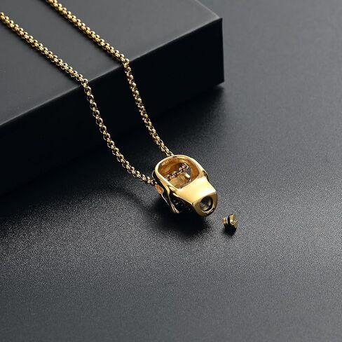 Urn Necklace for Ashes Retro Skull Pendant Cremation Jewelry Vintage Gothic Punk Jewelry Skeleton Head Rapper Cremation Keepsake Memorial Pendant Necklace Jewelry for Men/Women Halloween Jewelry Gift in Saudi Arabia