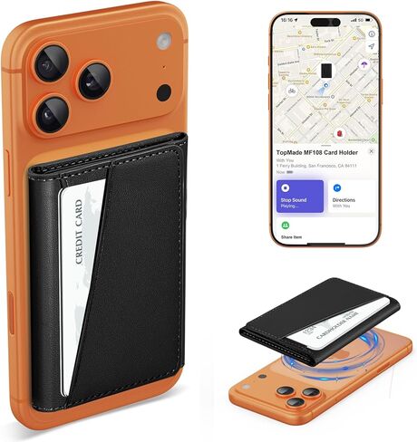 TopMade for MagSafe Wallet with Ring Grip, Strong Magnetic Wallet for iPhone 15/14/13/12 Series, Minimalist 360° Rotation Phone Card Wallet Stand, Fit 7 Cards, RFID Blocking, Leather, Slim, Sky Blue in Saudi Arabia