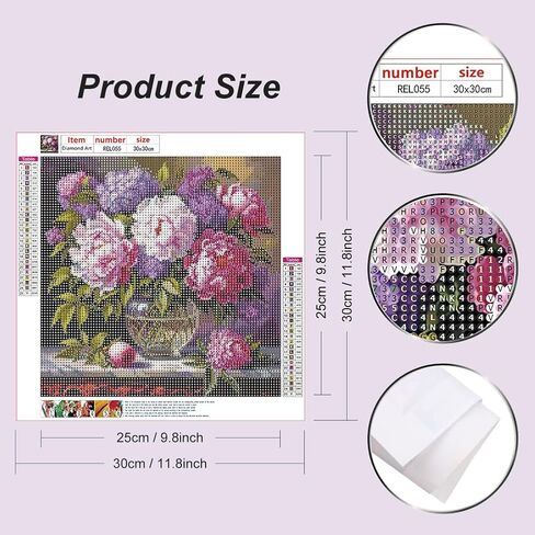 Reluohuo Flower Diamond Painting Kits for Adults, 5D Full Drill Diamond Art Kits for Beginners, DIY Round Gem Art Craft for Home Wall Decor, 12x12 Inch in Saudi Arabia