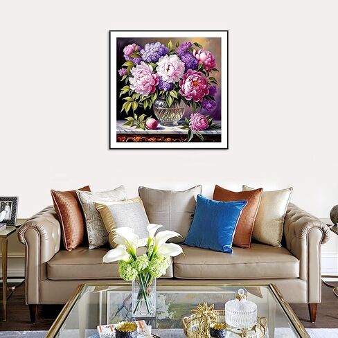 Reluohuo Flower Diamond Painting Kits for Adults, 5D Full Drill Diamond Art Kits for Beginners, DIY Round Gem Art Craft for Home Wall Decor, 12x12 Inch in Saudi Arabia