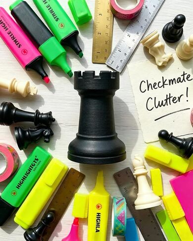 Chess Rook Pen Holder, 3D Printed Chess Piece Desk Organizer for Home Office Decor, Black (Black) in Saudi Arabia