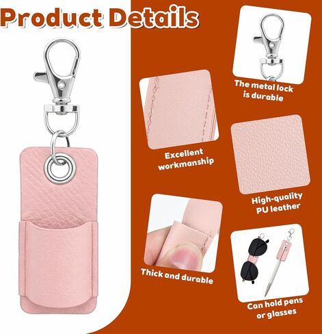 2 Pieces Lanyard Pen Holder Badge Pen Holder Leather Keychain Clip in Kuwait