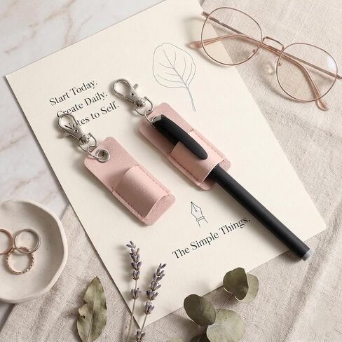 2 Pieces Lanyard Pen Holder Badge Pen Holder Leather Keychain Clip in Kuwait