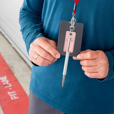 2 Pieces Lanyard Pen Holder Badge Pen Holder Leather Keychain Clip in Kuwait