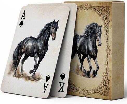 Horse‑Theme Playing Cards, 54 Unique Illustrated Playing Cards Set, High Durability, Anti‑Slip Hot Stamping Texture Craftsmanship On Card Surface, Collector‑Grade Playing Cards. in Saudi Arabia