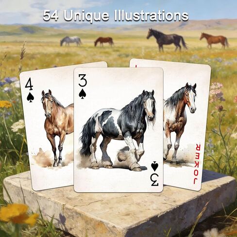 Horse‑Theme Playing Cards, 54 Unique Illustrated Playing Cards Set, High Durability, Anti‑Slip Hot Stamping Texture Craftsmanship On Card Surface, Collector‑Grade Playing Cards. in Saudi Arabia