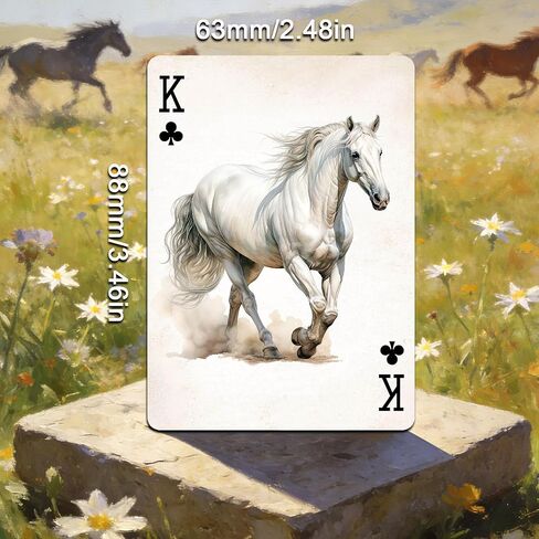 Horse‑Theme Playing Cards, 54 Unique Illustrated Playing Cards Set, High Durability, Anti‑Slip Hot Stamping Texture Craftsmanship On Card Surface, Collector‑Grade Playing Cards. in Saudi Arabia