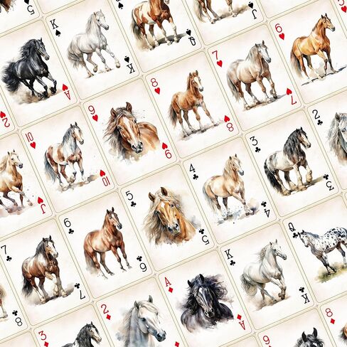 Horse‑Theme Playing Cards, 54 Unique Illustrated Playing Cards Set, High Durability, Anti‑Slip Hot Stamping Texture Craftsmanship On Card Surface, Collector‑Grade Playing Cards. in Saudi Arabia