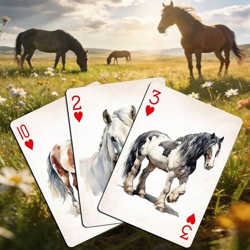 Horse‑Theme Playing Cards, 54 Unique Illustrated Playing Cards Set, High Durability, Anti‑Slip Hot Stamping Texture Craftsmanship On Card Surface, Collector‑Grade Playing Cards. in Saudi Arabia