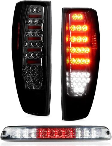 Youxmoto LED Tail Lights + 3rd Brake Light Fits for Chevy Colorado for GMC Canyon 2004 2005 2006 2007 2008 2009 2010 2011 2012, Chrome Housing Smoke Lens in Kuwait