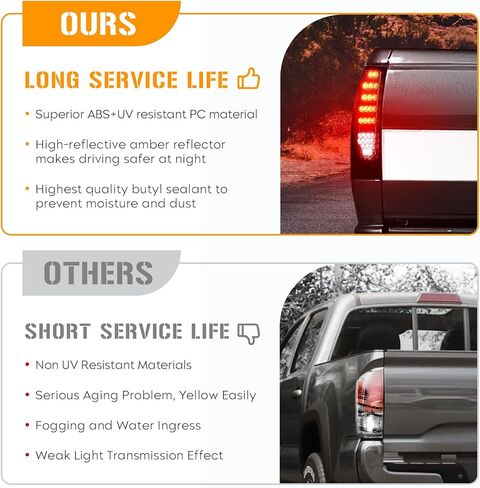 Youxmoto LED Tail Lights + 3rd Brake Light Fits for Chevy Colorado for GMC Canyon 2004 2005 2006 2007 2008 2009 2010 2011 2012, Chrome Housing Smoke Lens in Kuwait