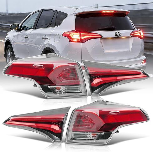 Driver and Passenger Tail Light for Toyota RAV4 2016 2017 2018 (4 Packs), Right Rear Brake Lamp Taillights with Bulb and Harness, OEM Directment Part in Saudi Arabia