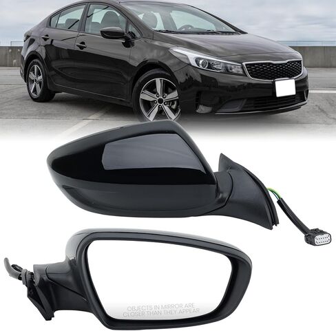 Right Passenger Side Mirror Compatible with 2017 2018 Kia Forte Right Rear View Door Mirror Assembly Heated Manual Folding Power Glass Black 5 Pins 87620B0000 KI1321213 in Saudi Arabia