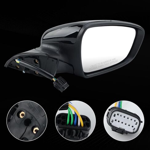 Right Passenger Side Mirror Compatible with 2017 2018 Kia Forte Right Rear View Door Mirror Assembly Heated Manual Folding Power Glass Black 5 Pins 87620B0000 KI1321213 in Kuwait