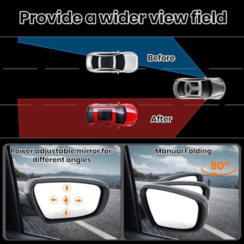 Right Passenger Side Mirror Compatible with 2017 2018 Kia Forte Right Rear View Door Mirror Assembly Heated Manual Folding Power Glass Black 5 Pins 87620B0000 KI1321213 in Kuwait