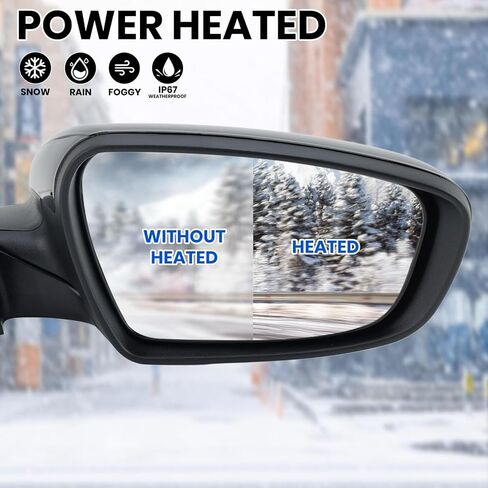 Right Passenger Side Mirror Compatible with 2017 2018 Kia Forte Right Rear View Door Mirror Assembly Heated Manual Folding Power Glass Black 5 Pins 87620B0000 KI1321213 in Kuwait