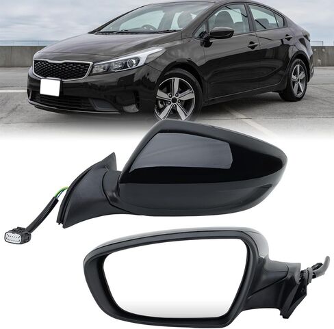 Right Passenger Side Mirror Compatible with 2017 2018 Kia Forte Right Rear View Door Mirror Assembly Heated Manual Folding Power Glass Black 5 Pins 87620B0000 KI1321213 in Kuwait