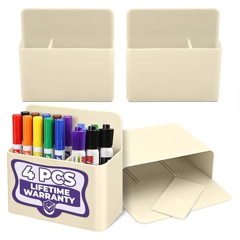 4Pcs Magnetic Pen Holder for Refrigerator - Magnetic Pencil Holder for Classroom Whiteboard Cute Pencil Holder for Locker Cup Acrylic Marker Holder for Wall Marker Holder for Fridge Magnet Cup Storage in Saudi Arabia