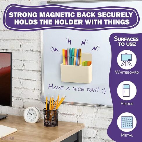 4Pcs Magnetic Pen Holder for Refrigerator - Magnetic Pencil Holder for Classroom Whiteboard Cute Pencil Holder for Locker Cup Acrylic Marker Holder for Wall Marker Holder for Fridge Magnet Cup Storage in Saudi Arabia