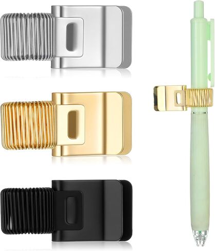 3Pcs Metal Pen Loop Holder Clips, Adjustable Single Spring Loop Pen Pencil Organizer for Notebooks, Planners, Clipboards, Journals | Office & School, Gold Silver Black in Saudi Arabia