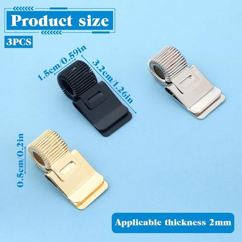 3Pcs Metal Pen Loop Holder Clips, Adjustable Single Spring Loop Pen Pencil Organizer for Notebooks, Planners, Clipboards, Journals | Office & School, Gold Silver Black in Saudi Arabia
