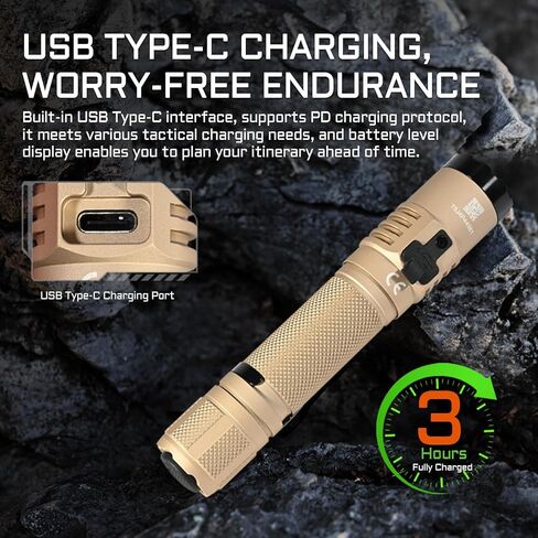 ACEBEAM T35 Tactical EDC Flashlight Gifts for Men, 1900 High Lumens Flashlight Rechargeable, Dual Switches Tactical Flashlight, Super Bright Pocket LED Flashlight for Emergency, Camping in Kuwait