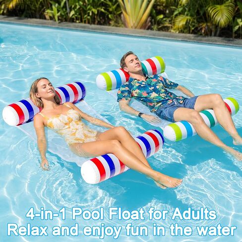 FindUWill 5 Pack Inflatable Pool Hammock Floats for Adults, 4-in-1 Multi-Purpose Water Hammock, Non-Stick PVC Lounge Floaties for Swimming Pool Party Summer Fun in Kuwait
