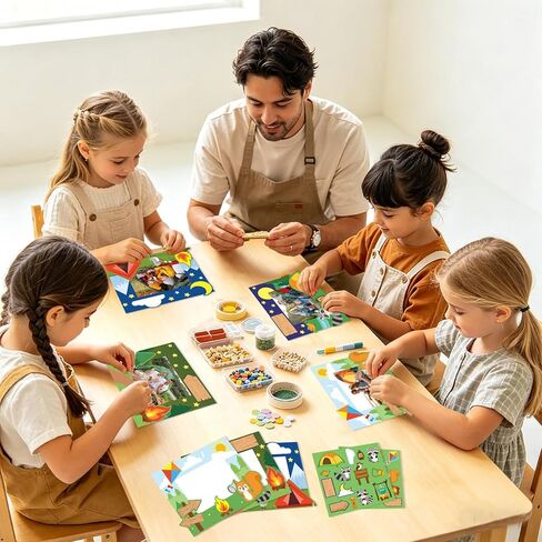 QOUBAI 30 Sets Camp Picture Frame Craft Kits DIY Summer Camping Photo Frame Crafts with Raccoon Tent Stickers Standing Camp Picture Frames Gifts for Camping Birthday Party Favors Home VBS Activities in Kuwait