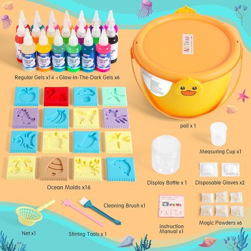 ARTPAR Magic Water Elf Toy Kit - Aqua Fairy DIY Craft Set with 20 Magic Gels & 16 Molds - Create Your Own Squishy Water Pets - Fun STEM Art Activity for Kids-Festival Birthday Gift for Boys Girls in Saudi Arabia